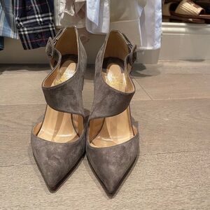 Christian Louboutin Grey Suede Sharpeta Ankle Strap Pumps Size 38